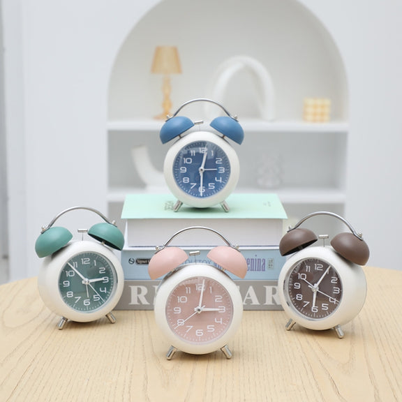 Bedroom Desktop Metal Digital Mechanical Alarm Clock Living Room Silent Clock With Night Light(Green)