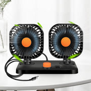 Mini USB 12 / 24V Car Electric Fan Double Head Fan