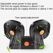 Mini USB 12 / 24V Car Electric Fan Double Head Fan