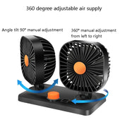Mini USB 12 / 24V Car Electric Fan Double Head Fan