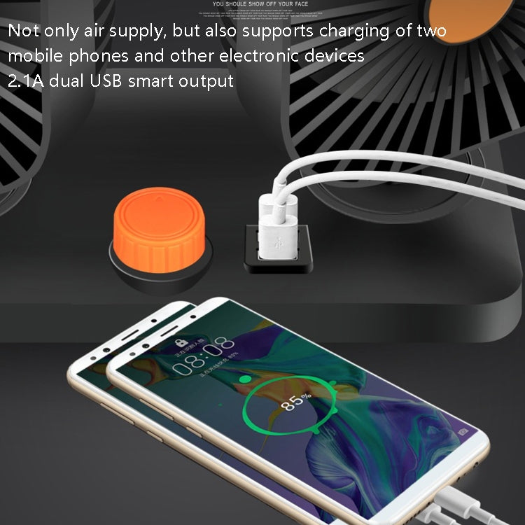 Mini USB 12 / 24V Car Electric Fan Double Head Fan