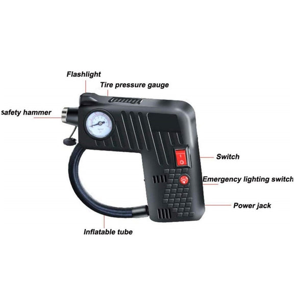 YX-301 12V Multi-Function Car Electric Portable Hand-Held Inflatable Pump(Black)
