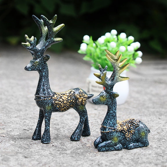 2 Pairs R-8820 Car Ornaments Car Home Safe Deer Decorations(Bronze Blue)