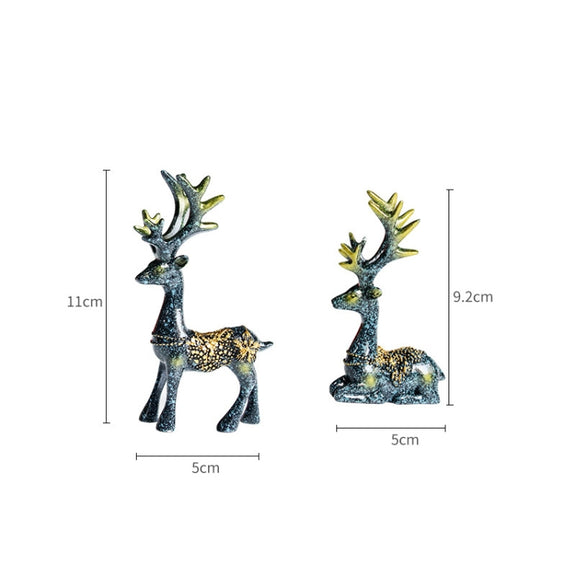 2 Pairs R-8820 Car Ornaments Car Home Safe Deer Decorations(Silver)
