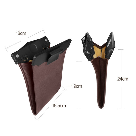 Car Trash Can Storage Bag Hanging Paste With LED Light Garbage Bag(Small (Mocha Brown))