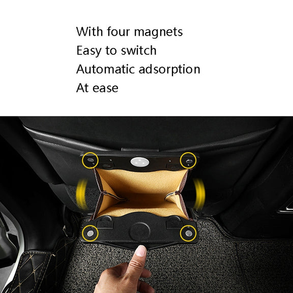 Car Trash Can Storage Bag Hanging Paste With LED Light Garbage Bag(Small (Red))