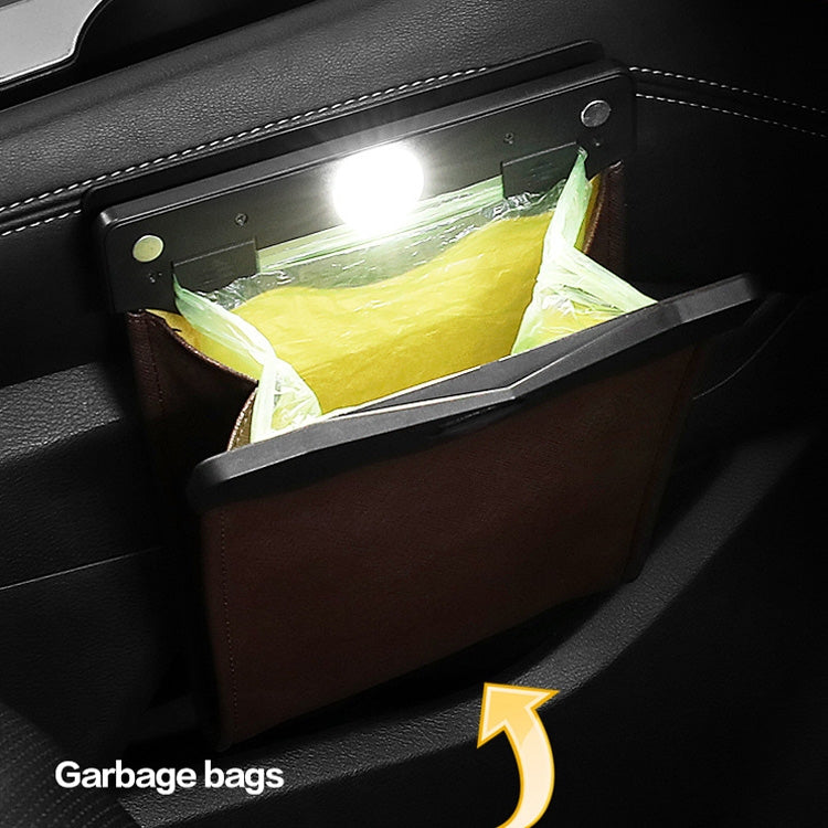 Car Trash Can Storage Bag Hanging Paste With LED Light Garbage Bag(Small (Red))