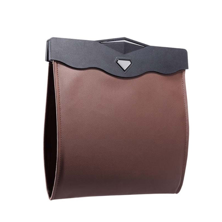 Car Trash Can Car Chair Back Hanging Storage Box Hidden Folding Storage Bag With LED Light(Mocha Brown)