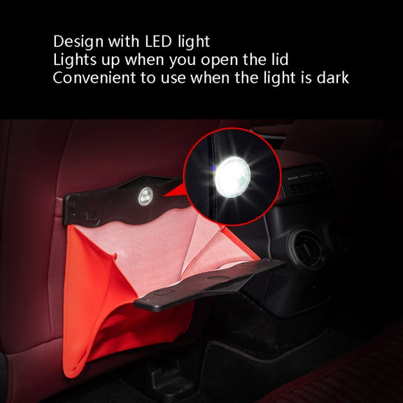Car Trash Can Car Chair Back Hanging Storage Box Hidden Folding Storage Bag With LED Light(Mocha Brown)