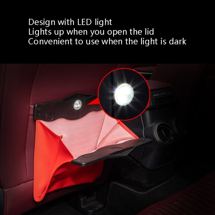 Car Trash Can Car Chair Back Hanging Storage Box Hidden Folding Storage Bag With LED Light(Black)