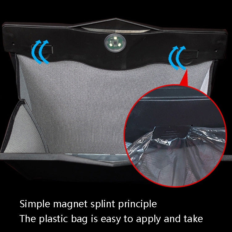 Car Trash Can Car Chair Back Hanging Storage Box Hidden Folding Storage Bag With LED Light(Mocha Brown)
