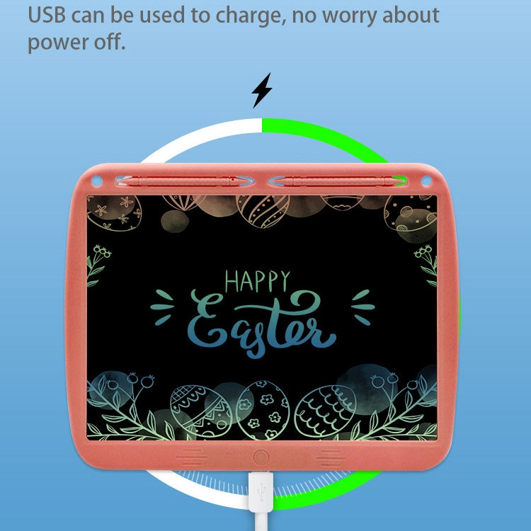 15inch Charging Tablet Doodle Message Double Writing Board LCD Children Drawing Board, Specification: Blue Colorful Lines (Blue)