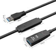 D.Y.TECH USB 3.0 Male To Female Extension Cable Double Shielded Chip Data Cable, Length: 10m