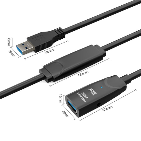 D.Y.TECH USB 3.0 Male To Female Extension Cable Double Shielded Chip Data Cable, Length: 15m