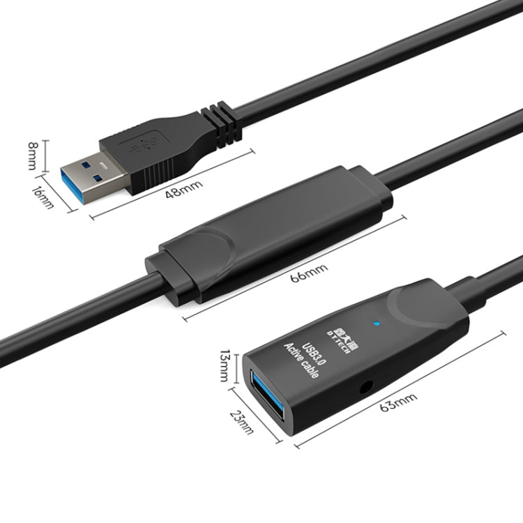 D.Y.TECH USB 3.0 Male To Female Extension Cable Double Shielded Chip Data Cable, Length: 15m