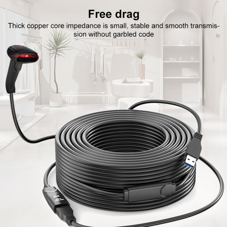 D.Y.TECH USB 3.0 Male To Female Extension Cable Double Shielded Chip Data Cable, Length: 15m