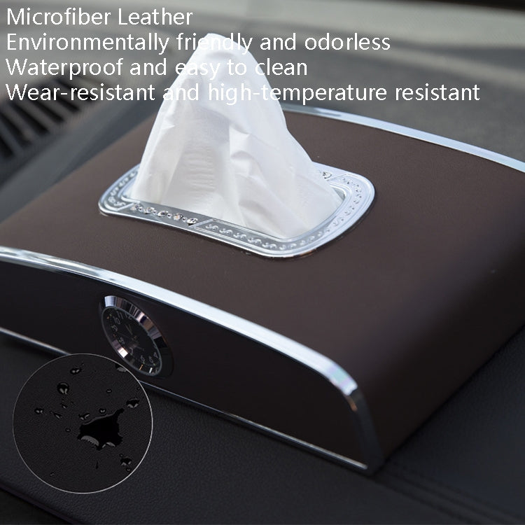 Car Clock Tissue Box Multi-Function Vehicle Instrument Table Paper Towel Box, Style: Clock+Parking Card (Agate)