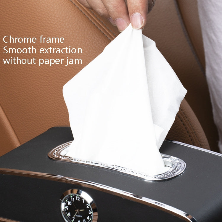 Car Clock Tissue Box Multi-Function Vehicle Instrument Table Paper Towel Box, Style: Clock+Parking Card (Agate)
