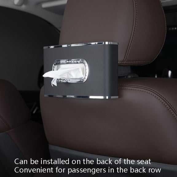 Car Clock Tissue Box Multi-Function Vehicle Instrument Table Paper Towel Box, Style: Clock+Parking Card (Agate)