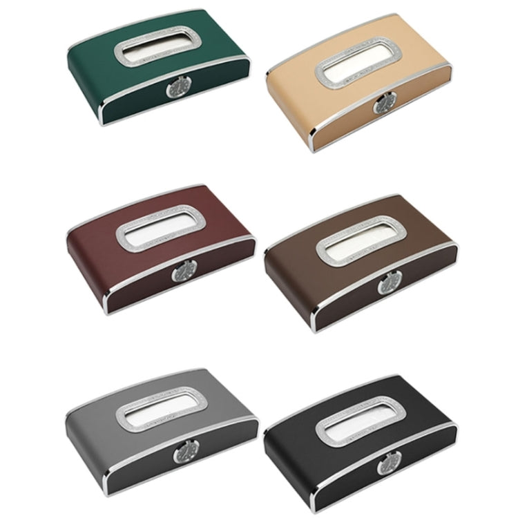 Car Clock Tissue Box Multi-Function Vehicle Instrument Table Paper Towel Box, Style: With Clock (Agate)