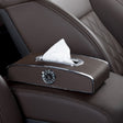 Car Clock Tissue Box Multi-Function Vehicle Instrument Table Paper Towel Box, Style: With Clock (Mocha Brown) - Tissue Boxes by PMC TechLife | Online Shopping South Africa | PMC TechLife | Buy Now Pay Later Mobicred