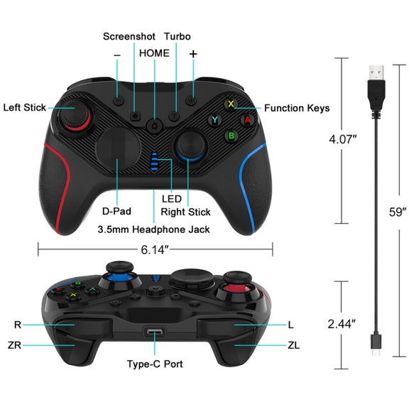 Wireless Gamepad With Wake-Up For Nintendo Switch/Android/IOS/PC, Style: S818 Green Black