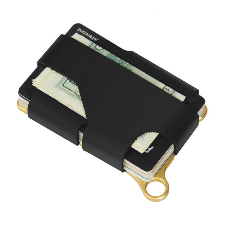 Aluminum Alloy Card Holder Leather Wallet Multifunctional Adjustable Snap Button Pocket Wallet(Gold)