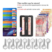 New-Bring Metal Card Holder Multifunctional  EDC Wallet Can Store Keys & U Disk(Black)