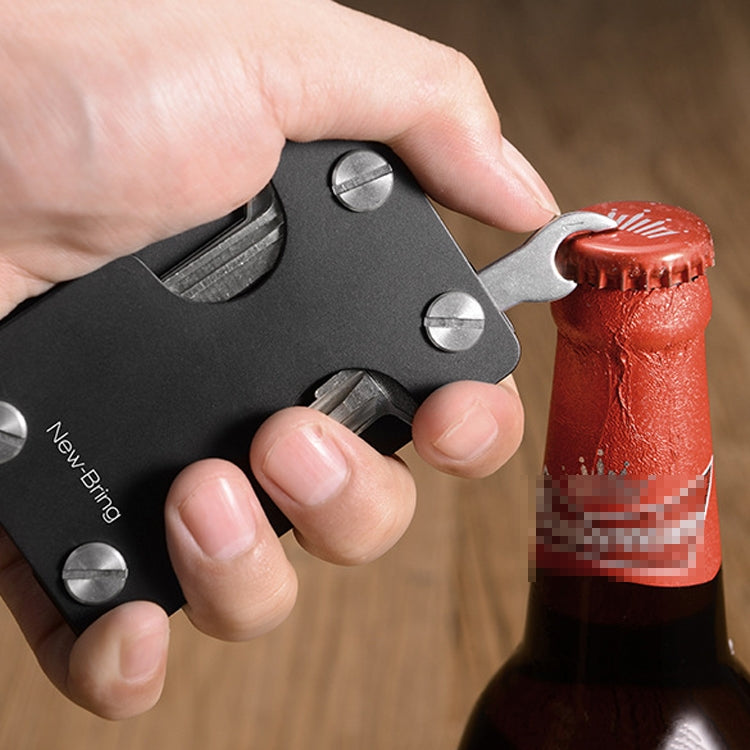 New-Bring Metal Card Holder Multifunctional  EDC Wallet Can Store Keys & U Disk(Black)