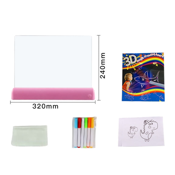 3D Painting Fluorescent Plate LED Shining Puzzle Children Graffiti Panel Handwritten Message Board(Green)