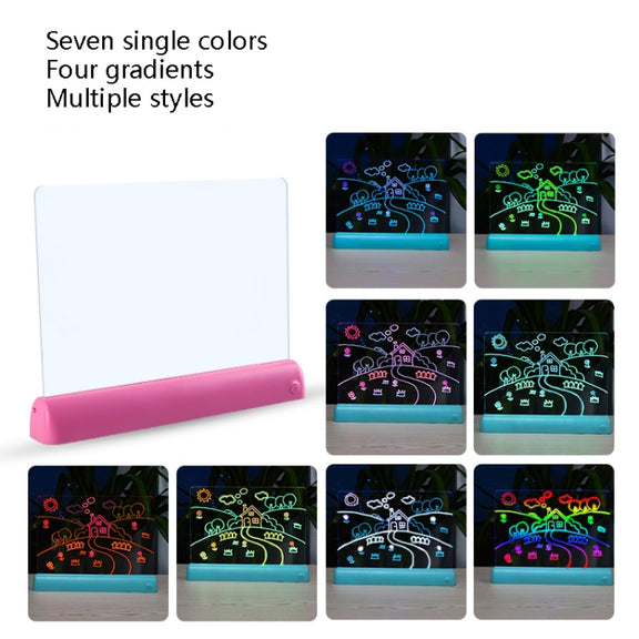 3D Painting Fluorescent Plate LED Shining Puzzle Children Graffiti Panel Handwritten Message Board(Green)