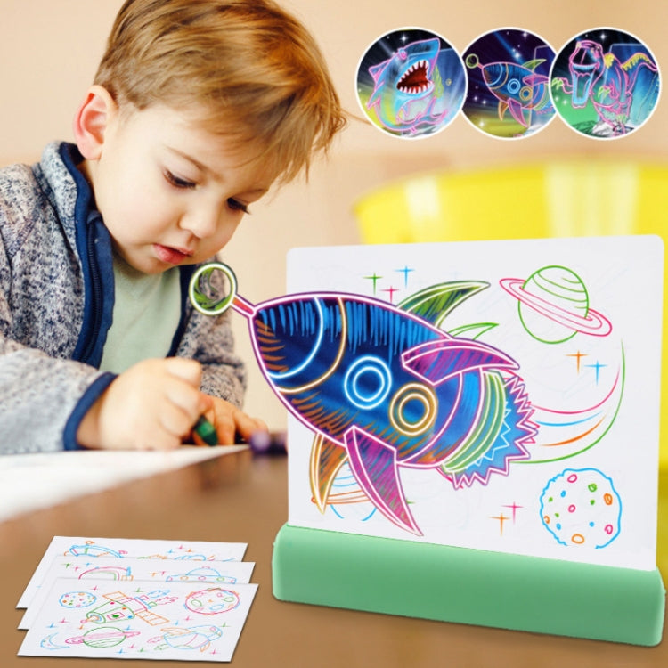 3D Painting Fluorescent Plate LED Shining Puzzle Children Graffiti Panel Handwritten Message Board(Blue)