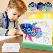 3D Painting Fluorescent Plate LED Shining Puzzle Children Graffiti Panel Handwritten Message Board(Pink)