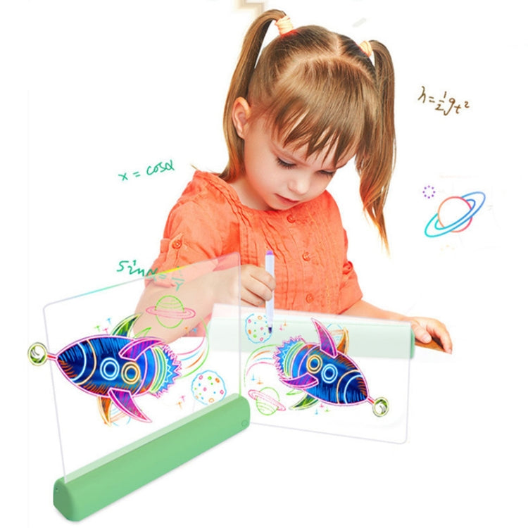 3D Painting Fluorescent Plate LED Shining Puzzle Children Graffiti Panel Handwritten Message Board(Blue)