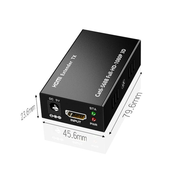1 Pair HW-YD60 HDMI Extender 1080P Signal Amplifier, Effective Distance: 60m, EU Plug(Black)