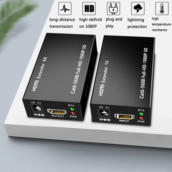 1 Pair HW-YD60 HDMI Extender 1080P Signal Amplifier, Effective Distance: 60m, EU Plug(Black)