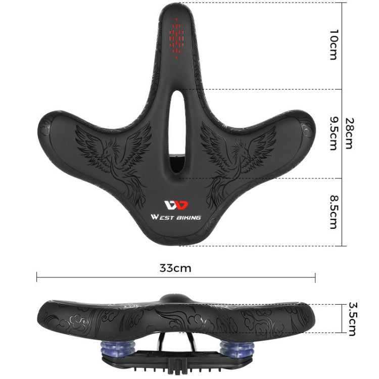 WEST BIKING YP1602797 Bicycle Hollow Seat Night Riding With Warning Tail Light Seat(Black Goose)
