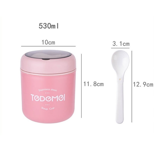 Portable Thermal Insulation Sealed Soup Cup With Lid Breakfast Lunch Box For Office Workers(Pink)