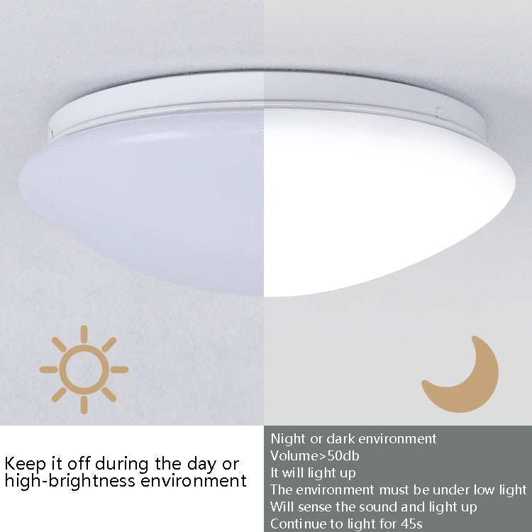 LED Sound Light Control Ceiling Lamp Round Corridor Intelligent Sensor Lamp, Power source: 24W 400mm(Warm White)