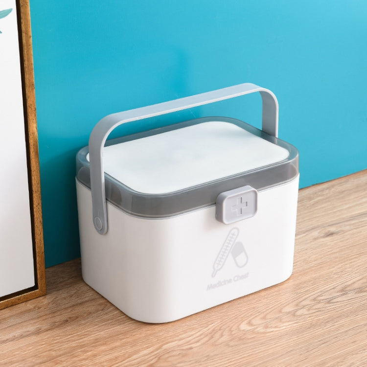 Household Plastic Small Medicine Box Portable Medicine Storage Box, Size: 27.7 x 20.4 x 19.4cm(Grey)