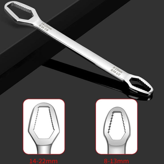 Multi-Function Plum Wrench Open Adjustment Double-Headed Self-Tightening Wrench(Silver)