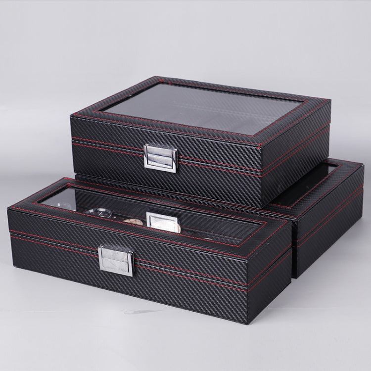Carbon Fiber PU Leather Watch Box Jewelry Storage Box Packaging Box, Style: 6 Watch Positions