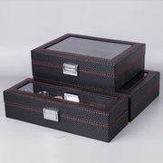Carbon Fiber PU Leather Watch Box Jewelry Storage Box Packaging Box, Style: 6 Watch Positions