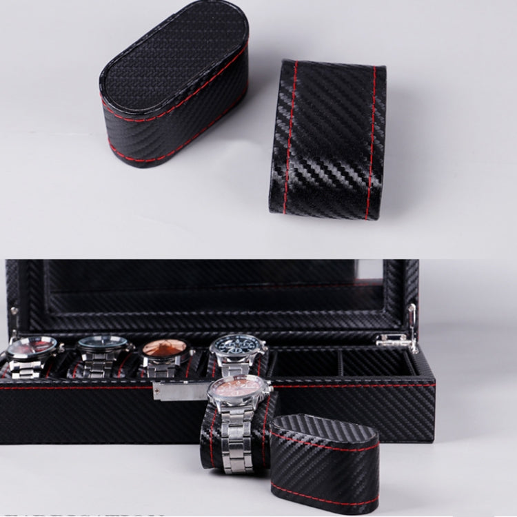 Carbon Fiber PU Leather Watch Box Jewelry Storage Box Packaging Box, Style: 6 + 3