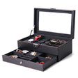 Carbon Fiber PU Leather Watch Box Jewelry Storage Box Packaging Box, Style:  Double-layer - free shipping - PMc TechLife - Order now!