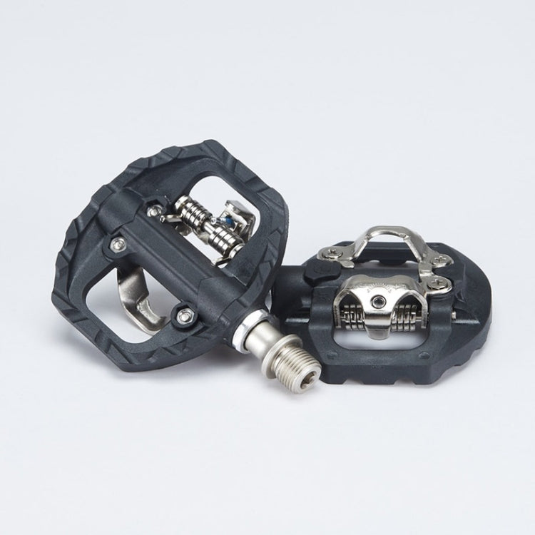 Bicycle Self-Locking Pedals Mountain Bike Locks Flat Pedals Dual-Purpose SPD Lock Pedals(Black)