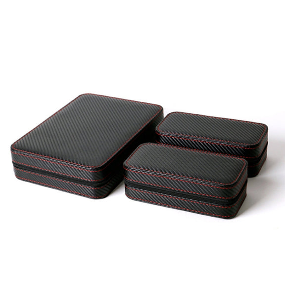 PU Leather Full Carbon Fiber Zipper Watch Bag Watch Storage Display Box, Style: 02 Watch Position