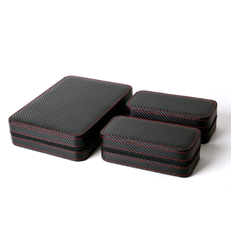 PU Leather Full Carbon Fiber Zipper Watch Bag Watch Storage Display Box, Style:  04 Watch Position