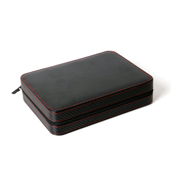 PU Leather Full Carbon Fiber Zipper Watch Bag Watch Storage Display Box, Style:  04 Watch Position