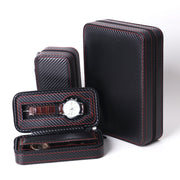 PU Leather Full Carbon Fiber Zipper Watch Bag Watch Storage Display Box, Style:  04 Watch Position